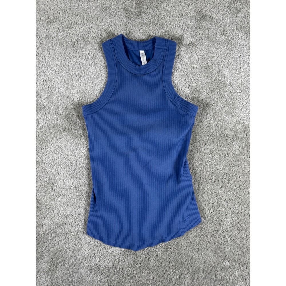 Fabletics Blue Ribbed Racerback Tank Top TK2356180 XS